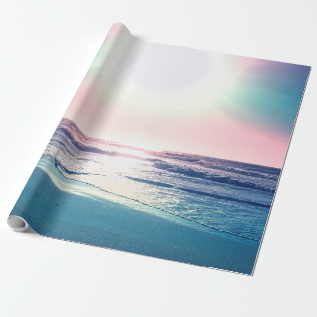 Summer Sea Sunset Tropical Beach Foto Geschenkpapier (Ungerollt)