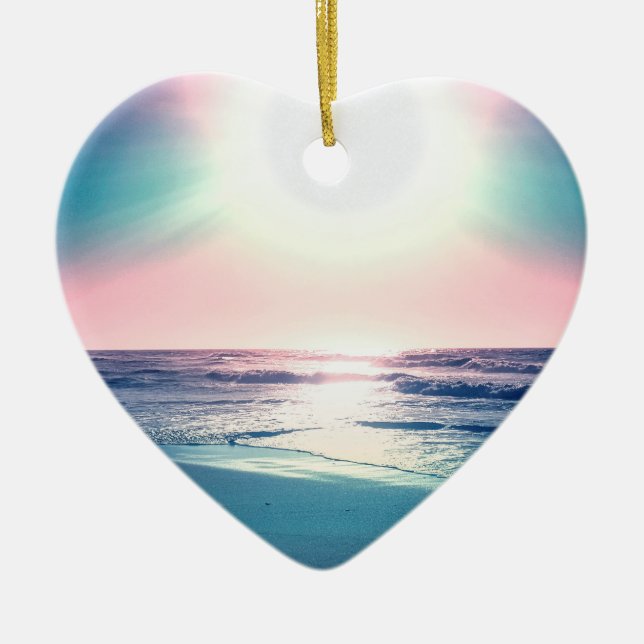 Summer Sea Sunset Tropical Beach Foto Keramik Ornament (Vorne)