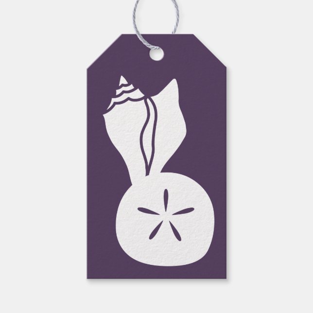 Summer Seashells auf dem Lila Geschenktag Geschenkanhänger (Vorderseite)