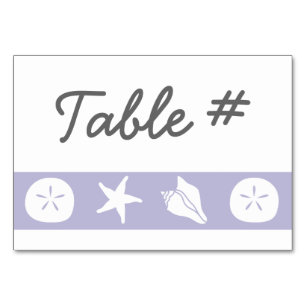 Summer Seashells in Lavendel Table Card Tischnummer