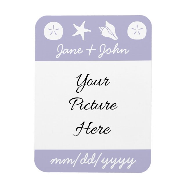 Summer Seashells in Lavender Rett-the-Date Magnet (Vertikal)