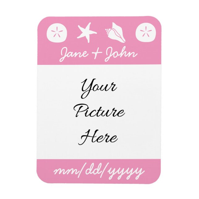 Summer Seashells in Petal Pink Erinnerung Magnet (Vertikal)