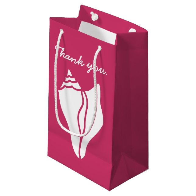 Summer Seashells in Raspberry Gift Bag Kleine Geschenktüte (Vorderseite Schrägansicht)