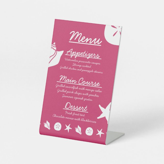 Summer Seashells in Raspberry Pedestal Sign Sockelschild (Vorderseite)