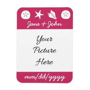 Summer Seashells in Raspberry Rett-the-Date Magnet