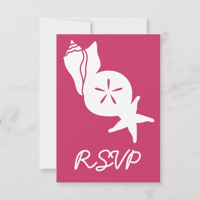Summer Seashells in Raspberry RSVP Card Karte (Vorderseite)