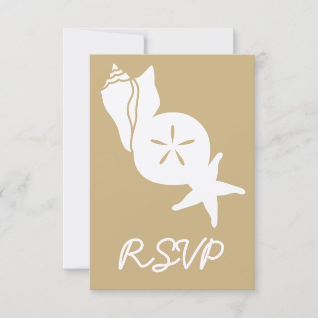 Summer Seashells in Sand RSVP Card Karte (Vorderseite)