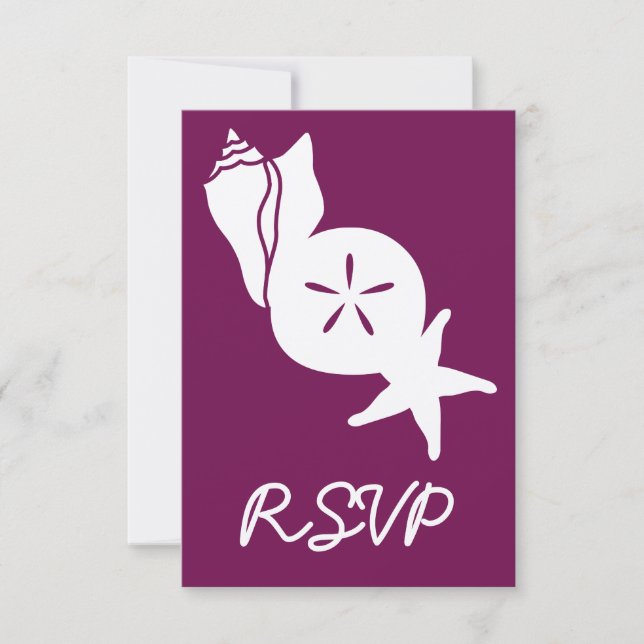 Summer Seashells in Wine RSVP Card Karte (Vorderseite)