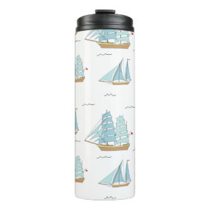 Summer Seatime Niedliche Yachten mit Segel Thermosbecher