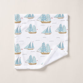 Summer Seatime Niedliche Yachten mit Segel Waschlappen