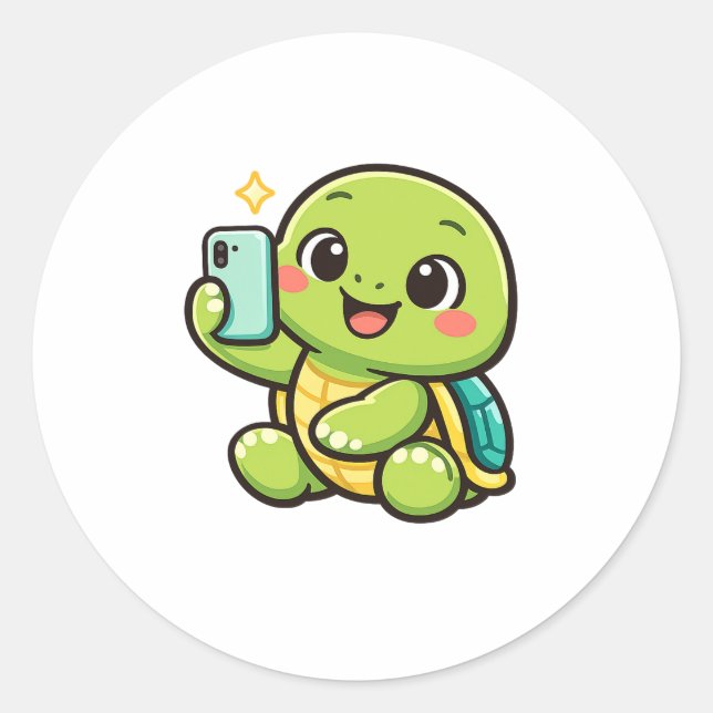 Summer Selfie Runder Aufkleber (Vorderseite)