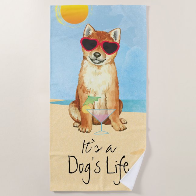 Summer Shiba Inu Beach Handtuch (Vorderseite)
