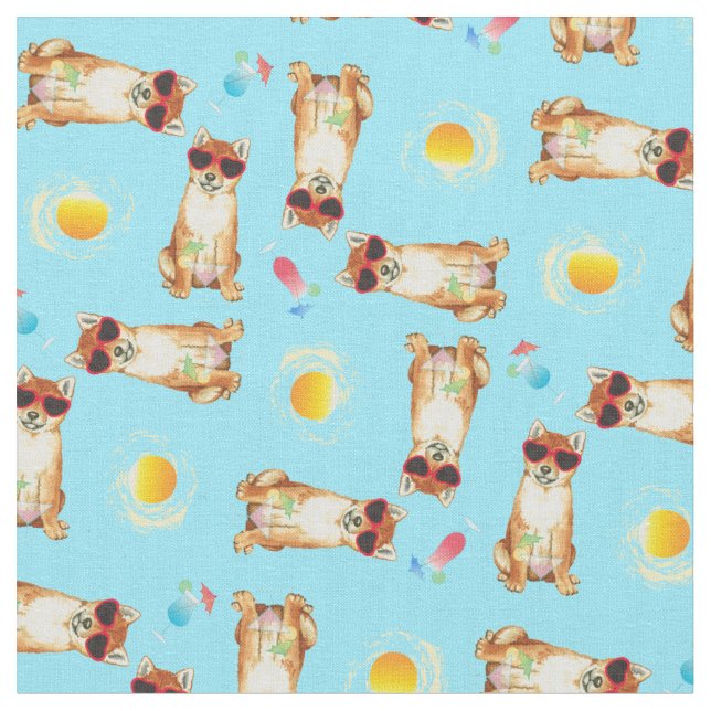 Summer Shiba Inu Stoff (Nahaufnahme)