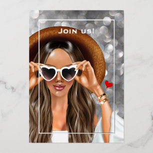 Summer Silver Imitate Bokeh Junggeselinnen-Abschie Folieneinladung