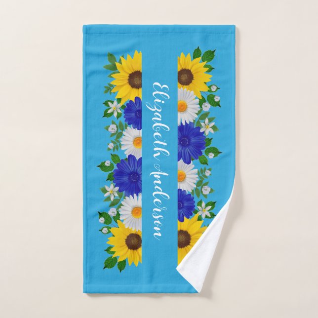 Summer Sky Blue Floral Handtuch (Handtuch)