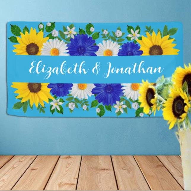 Summer Sky Blue Floral Wedding Banner (Von Creator hochgeladen)