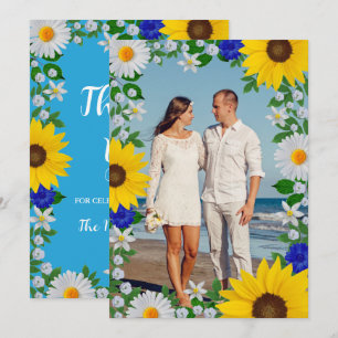 Summer Sky Blue Floral Wedding Dankeskarte