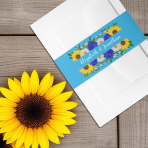 Summer Sky Blue Floral Wedding Einladungsbanderole