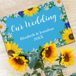 Summer Sky Blue Floral Wedding Gästebuch