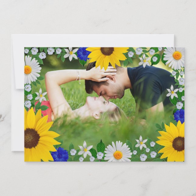 Summer Sky Blue Floral Wedding Save The Date (Vorderseite)