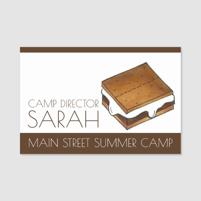 Summer Sleepaway Camp Counselor S'mores Smores Namensschild (Vorderseite)