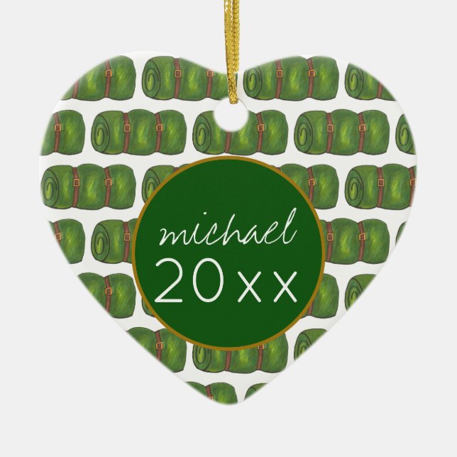 Summer Sleepaway Camp Green Sleeping Bag Keramik Ornament (Vorne)