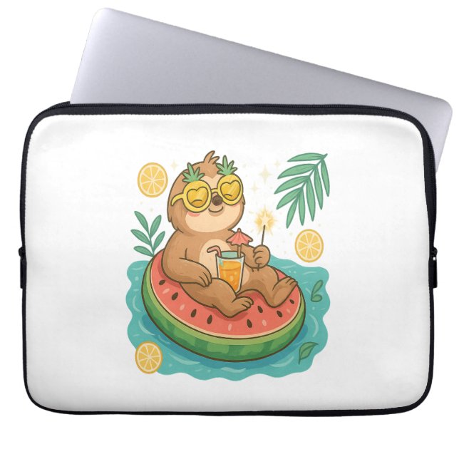 Summer Sloth Pool Floating Laptopschutzhülle (Vorderseite)