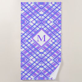 Summer Soft Lila Blue Kariert Personalize Monogram Strandtuch