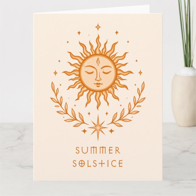 Summer Solstice Celestial Sun Face Botanical Art Karte (Vorderseite)