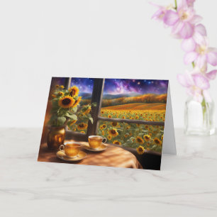 Summer Solstice Mystic Tee und Sonnenblumen Hübsch Karte
