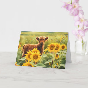 Summer Solstice Niedlich Hochland Kalb Kuh Karte