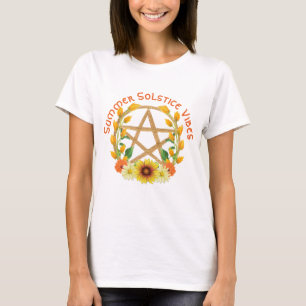 Summer Solstice Vibles Sunflower Gold Pentagramm T-Shirt