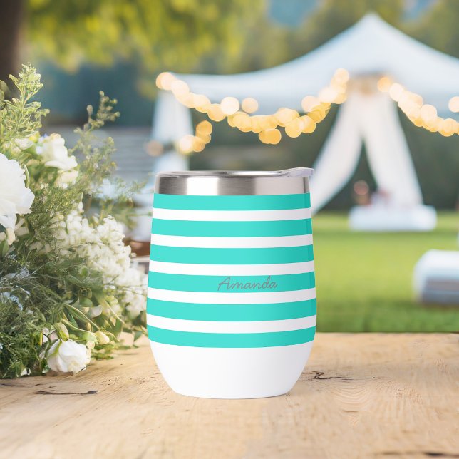Summer Splash Aqua Bold Stripes Individuelle Name (Von Creator hochgeladen)
