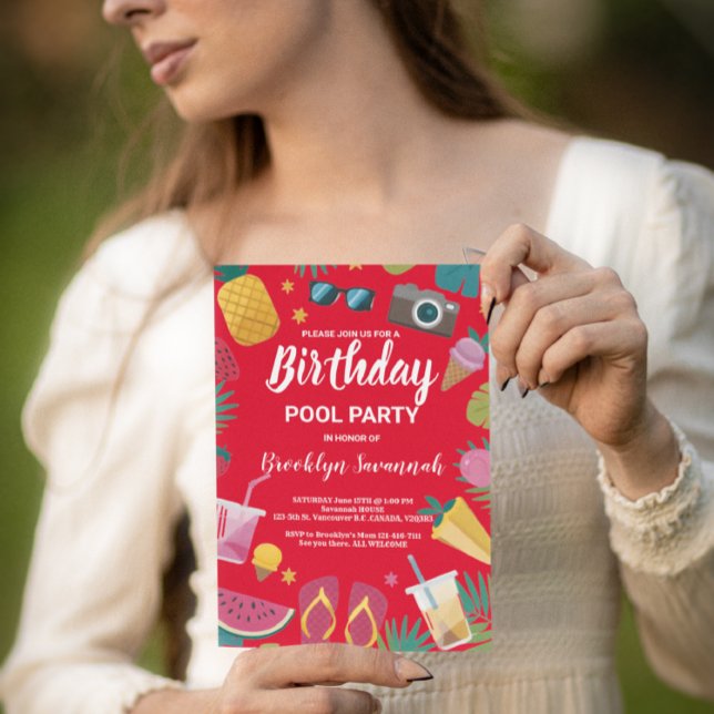 Summer Splash Birthday Pool Party Extravaganza Postkarte (Von Creator hochgeladen)