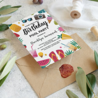 Summer Splash Birthday Pool Party Extravaganza Postkarte