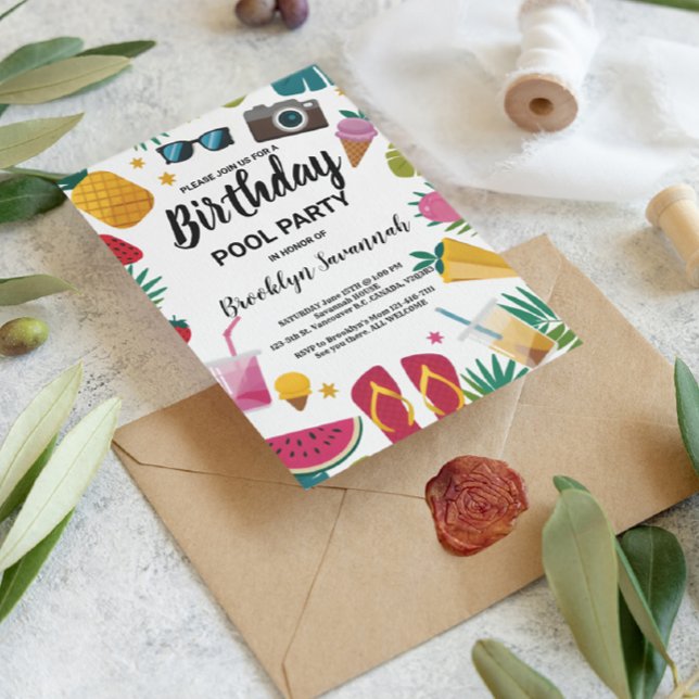 Summer Splash Birthday Pool Party Extravaganza Postkarte (Von Creator hochgeladen)