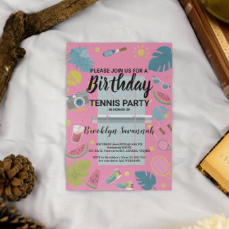 Summer Splash Birthday Tennis Party Postkarte