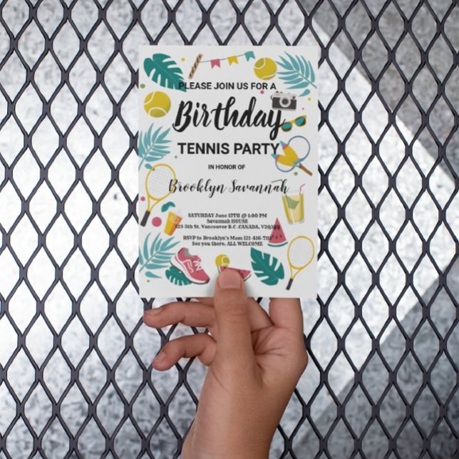 Summer Splash Birthday Tennis Party Postkarte (Von Creator hochgeladen)