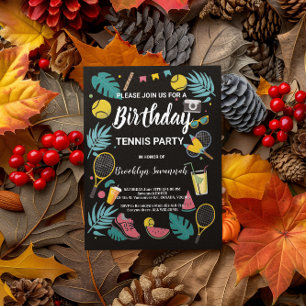 Summer Splash Birthday Tennis Party Postkarte