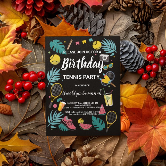 Summer Splash Birthday Tennis Party Postkarte (Von Creator hochgeladen)