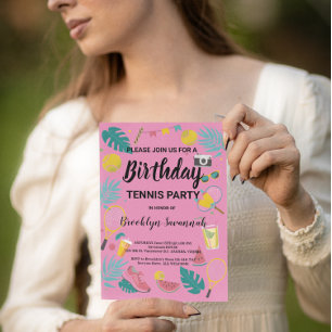 Summer Splash Birthday Tennis Party Postkarte