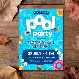 Summer Splash Kids Pool Party Geburtstag Einladung