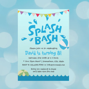 Summer Splash Pool Party Boys Geburtstag Einladung