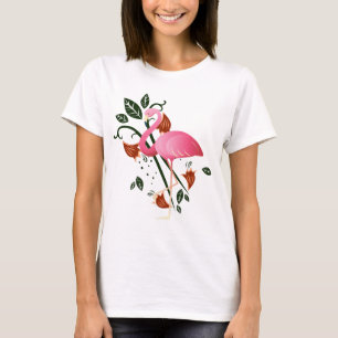 Summer Spring Blume mit rosa Flamingo T - Shirt