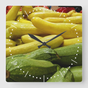 Summer Squash Numbered Square Wall Clock Quadratische Wanduhr