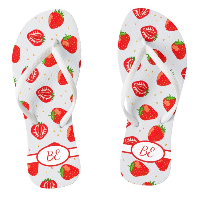 Summer Strawberries Monogram Flip Flops (Fußbett)