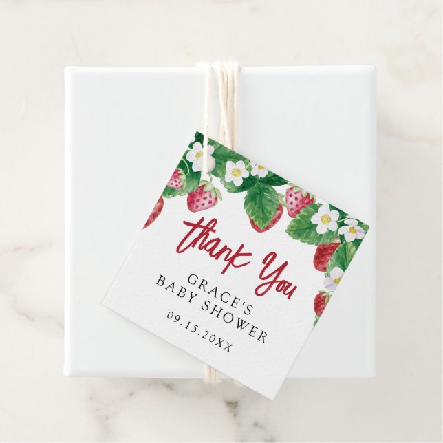 Summer Strawberry Baby Dusche Vielen Dank Geschenkanhänger (Beispiel)