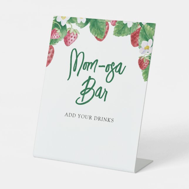 Summer Strawberry Baby Shower Mama-osa-Bar Sockelschild (Vorderseite)