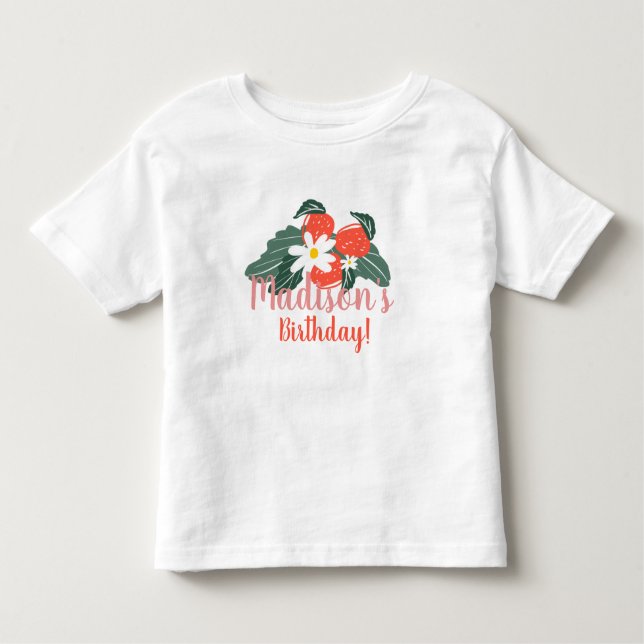 Summer Strawberry Birthday Party Kleinkind T-shirt (Vorderseite)