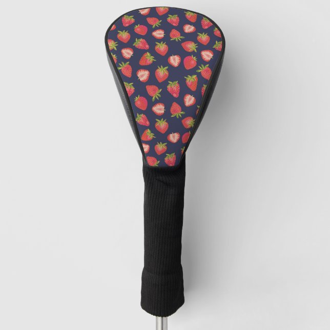 Summer Strawberry Dark Blue & Red Golf Head Cover Headcover (Vorderseite)